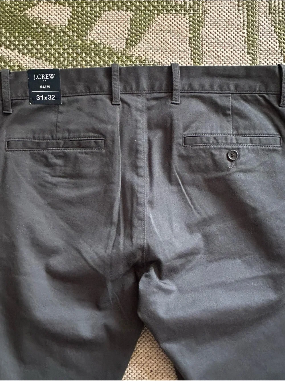 J. Crew Flex Men's Dark Gray Chino Pants - Classic Slim Straight Fit NWT 31/32